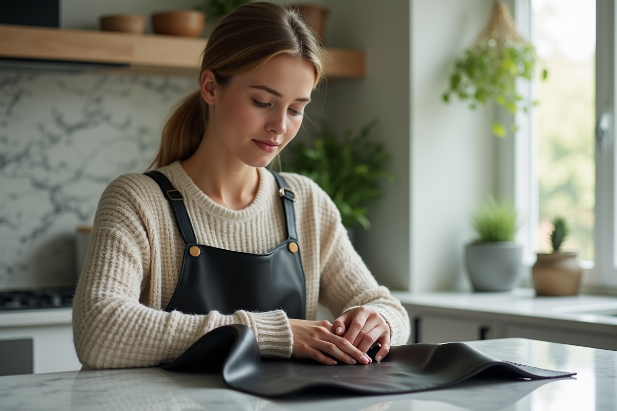 Jeune femme appliquant de l