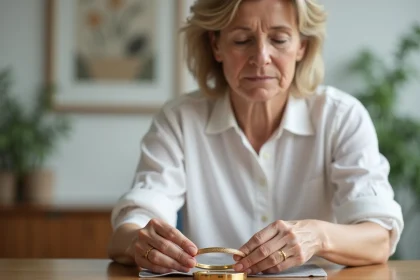 Femme polissant un bracelet en or dans un int&eacute;rieur lumineux