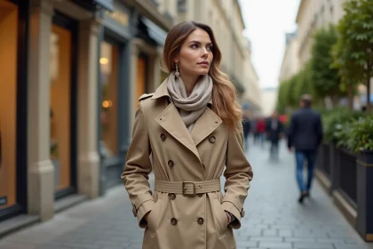 Femme élégante dans une rue parisienne en journée