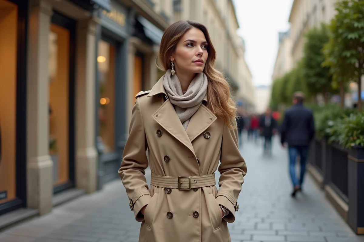 Femme élégante dans une rue parisienne en journée